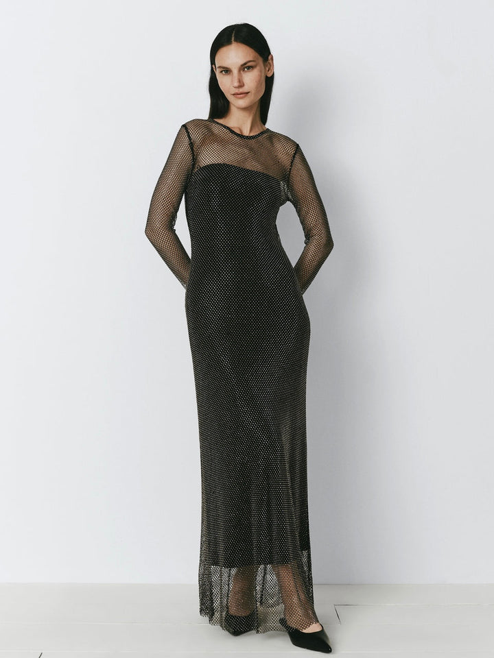 Pierres Rhinestone Mesh Dress