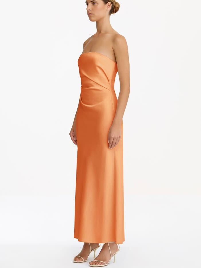 LUCILE MELON STRAPLESS DRESS
