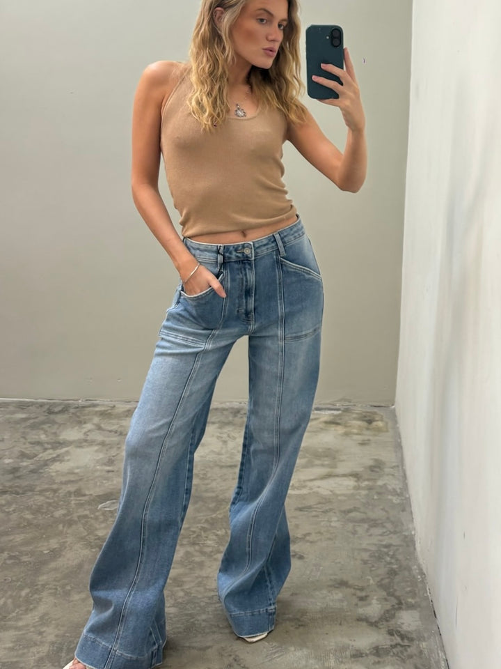 Inseam High Rise Wide Jeans