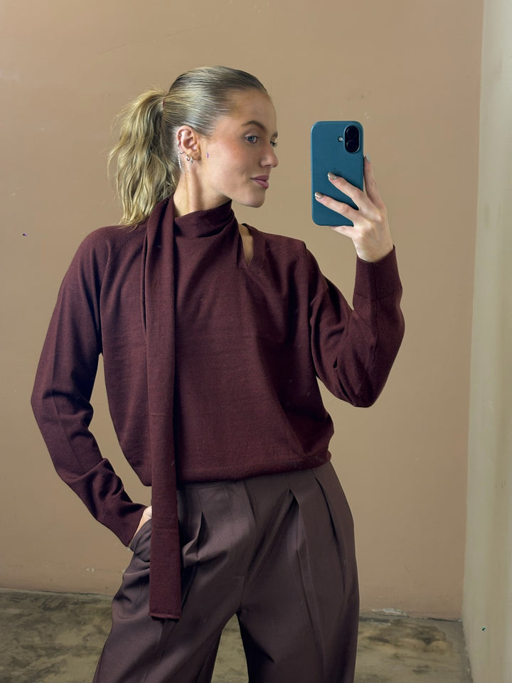 Silvana Scarf Wine Sweater