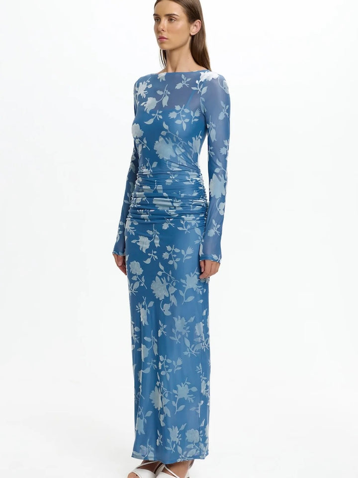 Edina Long Sleeve Blue Dress