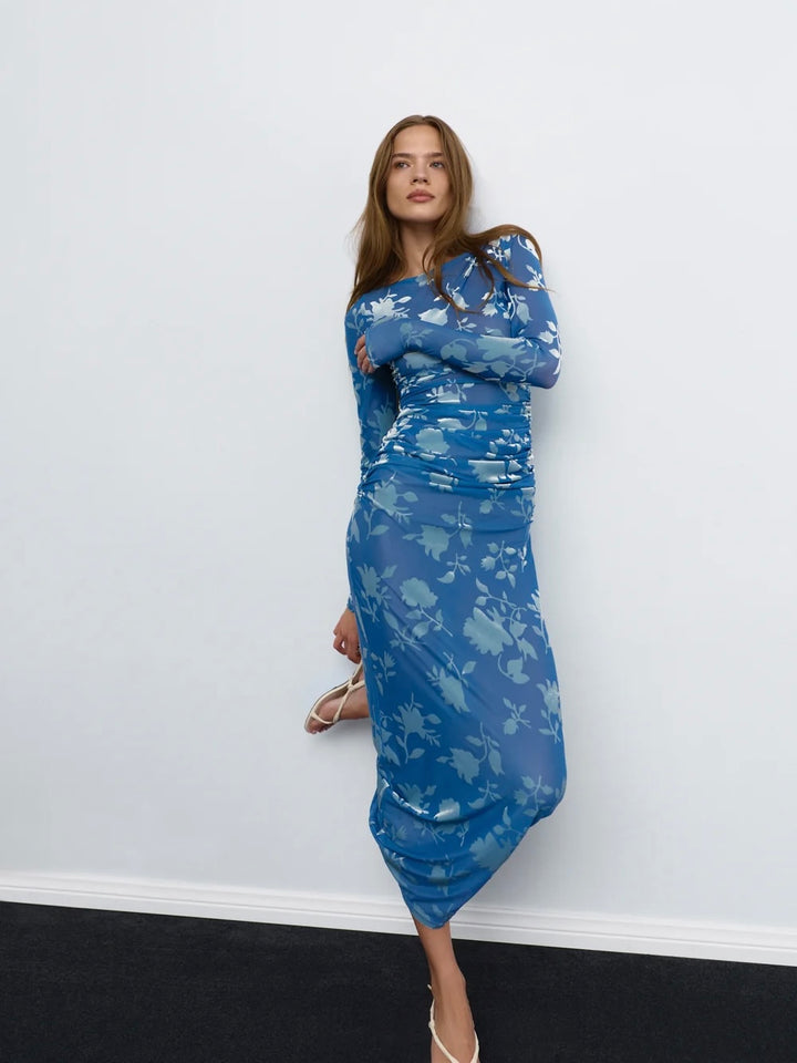 Edina Long Sleeve Blue Dress