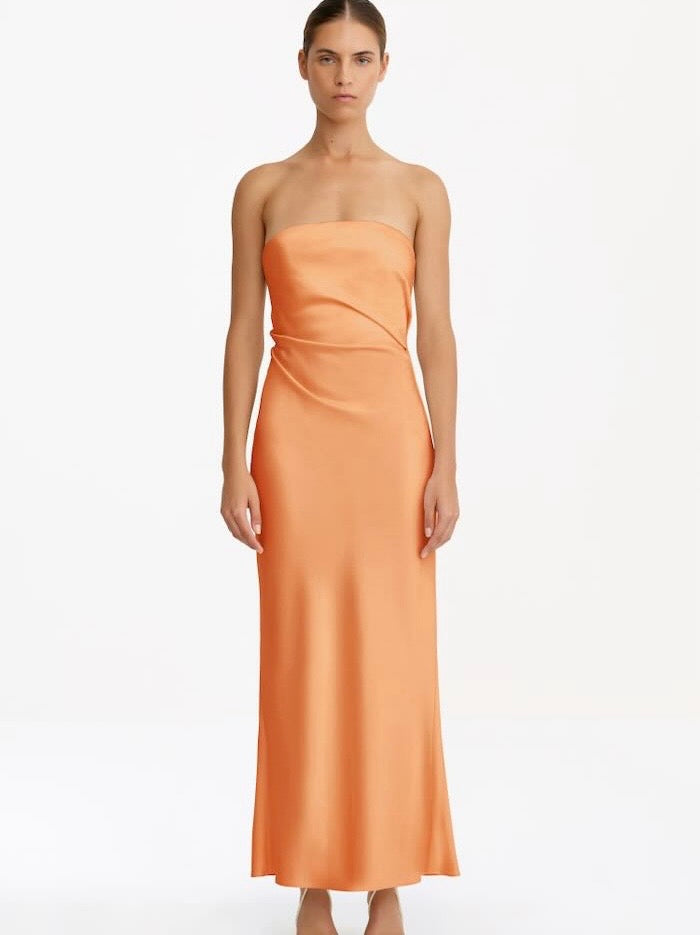 LUCILE MELON STRAPLESS DRESS